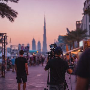 Create a photo with light purple concept and background for a UAE guy holding a small 3d hand fit shopping cart and smiling