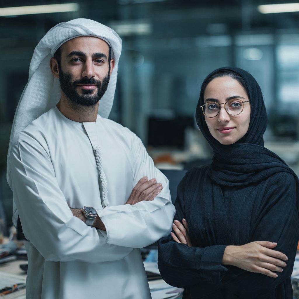 فريق اول اودجات الامارات يقف في المكتب